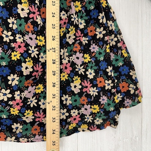 Asos‎ Long Sleeve Mini Wrap Dress Size 8 Black Ditsy Floral V Neck Puff Sleeves - Picture 12 of 13